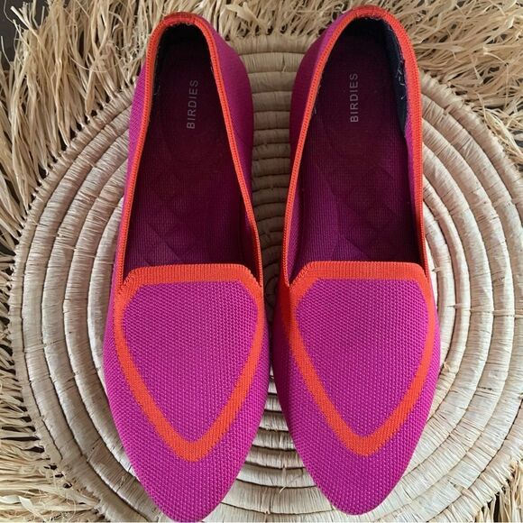 BIRDIES The Blackbird Knit Pointed Toe Flats Tropical Pink Orange Size 6.5 - Picture 2 of 13